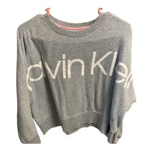 Sale! Calvin Klein Grey Crew Neck Cropped Sweatshirt
